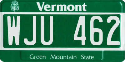 VT license plate WJU462