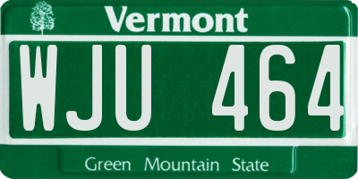 VT license plate WJU464