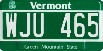 VT license plate WJU465
