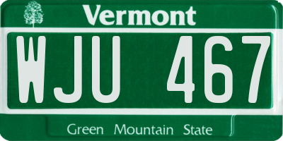 VT license plate WJU467