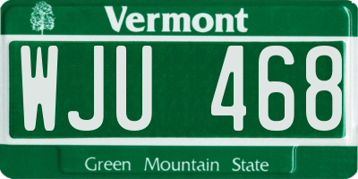 VT license plate WJU468