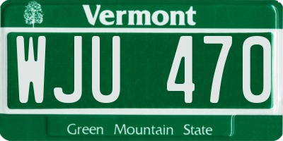 VT license plate WJU470