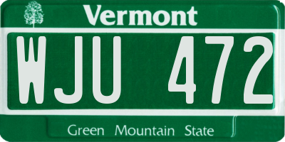 VT license plate WJU472