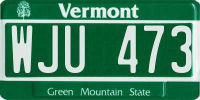 VT license plate WJU473