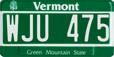 VT license plate WJU475