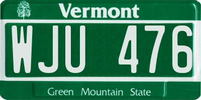 VT license plate WJU476