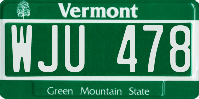 VT license plate WJU478