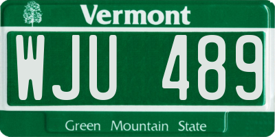 VT license plate WJU489