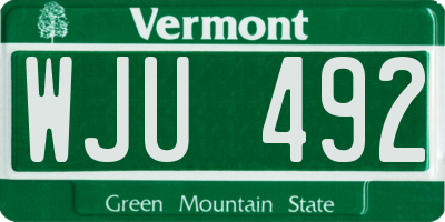 VT license plate WJU492