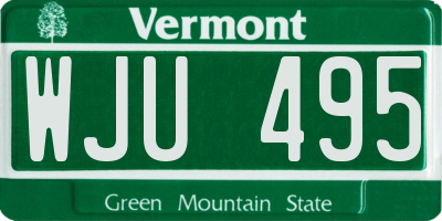 VT license plate WJU495