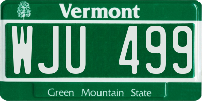 VT license plate WJU499