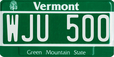 VT license plate WJU500