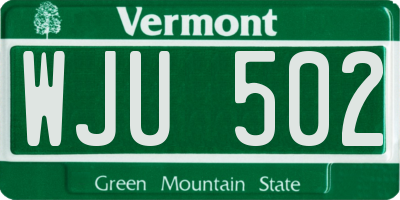 VT license plate WJU502
