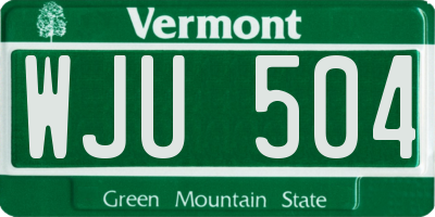 VT license plate WJU504
