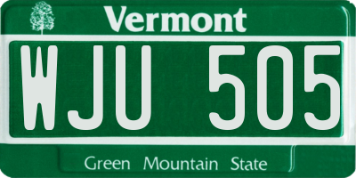 VT license plate WJU505