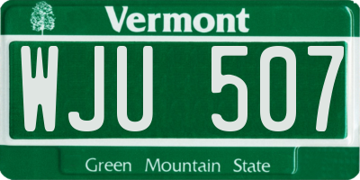 VT license plate WJU507
