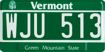 VT license plate WJU513
