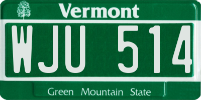 VT license plate WJU514
