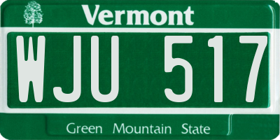VT license plate WJU517