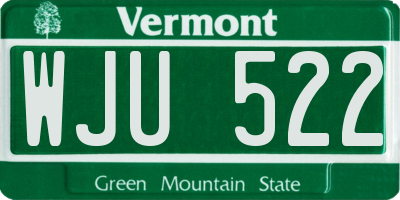 VT license plate WJU522