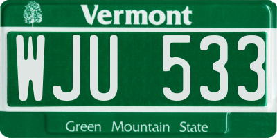 VT license plate WJU533