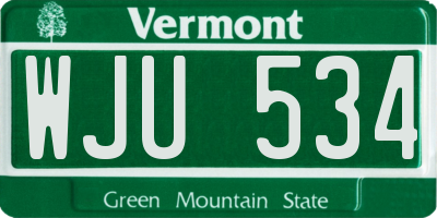 VT license plate WJU534