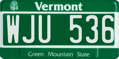 VT license plate WJU536