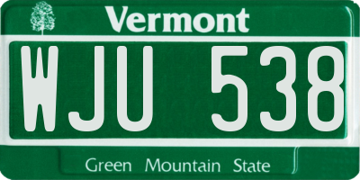 VT license plate WJU538
