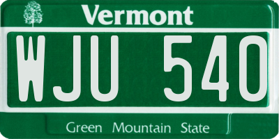 VT license plate WJU540
