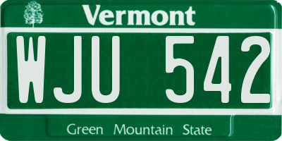 VT license plate WJU542