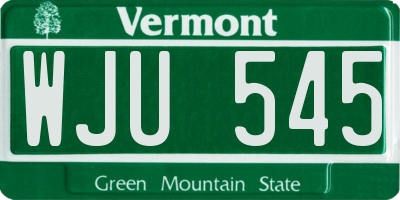 VT license plate WJU545