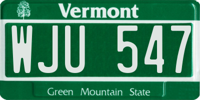 VT license plate WJU547
