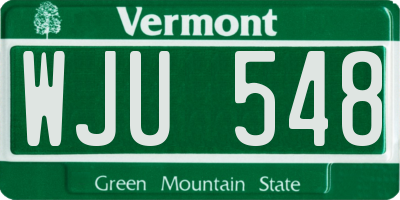 VT license plate WJU548
