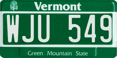 VT license plate WJU549