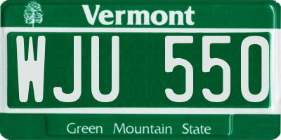 VT license plate WJU550