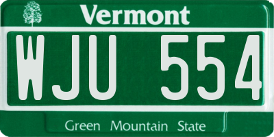 VT license plate WJU554