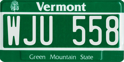VT license plate WJU558