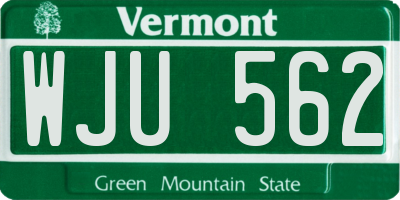 VT license plate WJU562