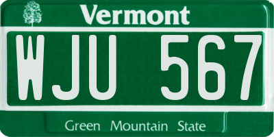VT license plate WJU567