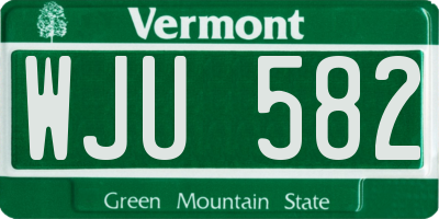 VT license plate WJU582