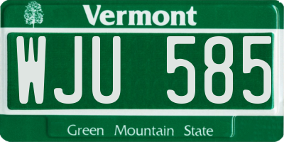 VT license plate WJU585