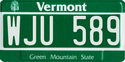 VT license plate WJU589