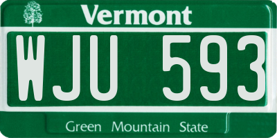 VT license plate WJU593