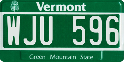 VT license plate WJU596