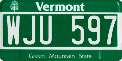 VT license plate WJU597