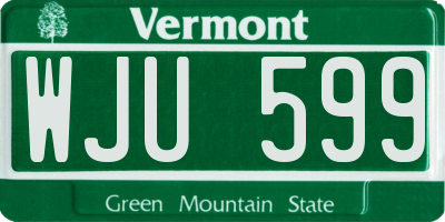 VT license plate WJU599