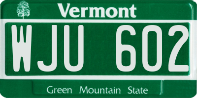 VT license plate WJU602