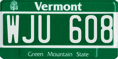 VT license plate WJU608