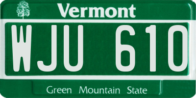 VT license plate WJU610
