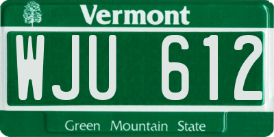VT license plate WJU612
